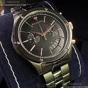 MASERATI瑪莎拉蒂精品錶,編號：R8873627001,46mm六角形黑精鋼錶殼黑色錶盤精鋼深黑色錶帶