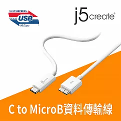 j5create USB3.1 Type─C公對Micro─B公3A/60W充電資料傳輸線─JUCX07