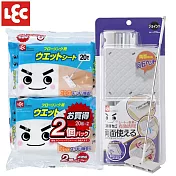 日本LEC 激落君新機能乾濕兩用雙面拖把+除菌濕拖巾20抽X2包入家庭組