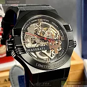 MASERATI瑪莎拉蒂精品錶,編號：R8821108021,42mm六角形黑精鋼錶殼銀黑色錶盤真皮皮革深黑色錶帶