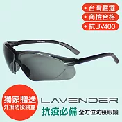 Lavender全方位防疫眼鏡-5003 灰 (抗UV400/MIT/隔絕飛沫/防風沙/運動款/防疫/不可套眼鏡)