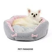【PET PARADISE】寵物用品-床 粉紅蝴蝶結 灰M