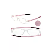【日本 I.L.K. 依康達】 Flat glass 日本時尚薄型摺疊老花眼鏡 (共5色) 粉紅色(PI) 150度