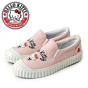 【HELLO KITTY】女 休閒鞋 帆布鞋 凱蒂貓 捉迷藏 直套式 奶油頭 平底 JP25 粉紅色