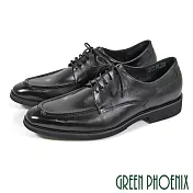 【GREEN PHOENIX】男 紳士皮鞋 商務皮鞋 輕量 素面 綁帶 全真皮 US9 黑色