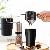 【PO:Selected】丹麥棱角保溫杯咖啡三件組(棱角保溫杯-黑/咖啡磨2.0/咖啡濾網)