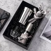 【PO:Selected】丹麥棱角保溫杯咖啡三件禮盒組(棱角保溫杯-銀/咖啡磨2.0/咖啡濾網)