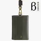 BAGMIO authentic 系列牛皮4卡三折式短夾(附織帶) 橄欖綠