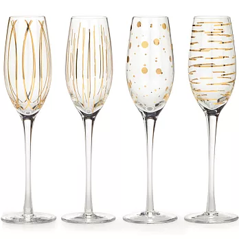 《CreativeTops》紋飾香檳杯4入(金黃207ml) | 調酒杯 雞尾酒杯