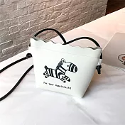 O-ni O-ni 優質皮革日韓萌寵斑馬可愛實用水桶包(bag-405) 白色