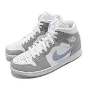 Nike 休閒鞋 W Air Jordan 1代 男女鞋 中筒 Mid AJ1喬丹 小DIOR 情侶鞋 冰底 灰白藍 BQ6472-105 22cm GREY/WHITE