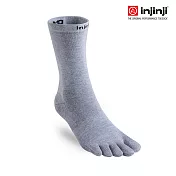 【injinji】LINER中筒內襪 (灰) - NAA25 | COOLMAX 吸濕排汗 可單穿 透氣中筒襪 L 灰色