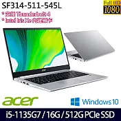 【ACER】宏碁 SF314-511-545L 14吋/i5-1135G7/16G/512G PCIe SSD/Win10 輕薄筆電