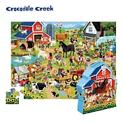【美國Crocodile Creek】博物館造型盒學習拼圖48片-生態農場