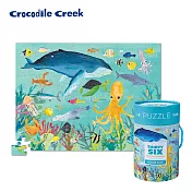 【美國Crocodile Creek】生物主題學習桶裝拼圖100片-海洋生物