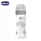 chicco-舒適哺乳-防脹氣玻璃奶瓶 240ml(小單孔) -自然率性