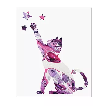 樂兒學 獨一無二DIY藝術壓克力流動畫-貓摘星(顏料x4+畫布x2) 永恆紫
