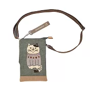 O-ni O-ni 日本貓咪胖貓系列手機包斜挎包/萬用包/收納包(K96384) 湖水綠