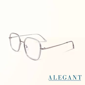 【ALEGANT】潮流經典輕盈透光銀金屬方框UV400濾藍光眼鏡