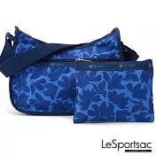 LeSportsac - Standard 側背水餃包/流浪包-附化妝包 (藍色花瓣)