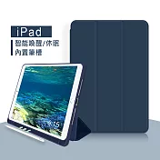 VXTRA筆槽版 iPad Pro 11吋 2021/2020版通用 親膚全包覆防摔軟套 平板皮套(海軍深藍)