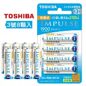 新版日本製 TOSHIBA東芝 IMPULSE 1900mAh低自放3號充電電池TNH-3ME(8顆入)