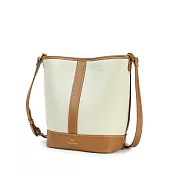 O-ni O-ni特優牛皮大容量時尚帆布面料設計師款多功能水桶包(bag-426) 棕色