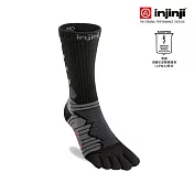 【injinji】Ultra Run終極系列五趾中筒襪 (碳黑) - NAA67 | 印金足 防水泡 路跑推薦 舒適跑步襪 L 碳黑