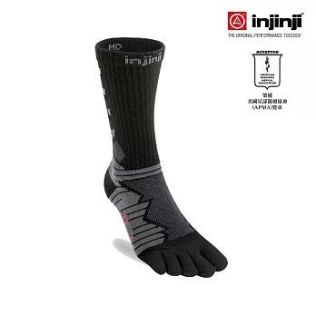 【injinji】Ultra Run終極系列五趾中筒襪 (碳黑) L 碳黑