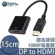 UniSync DisplayPort公轉HDMI母訊號連接線 黑/15CM
