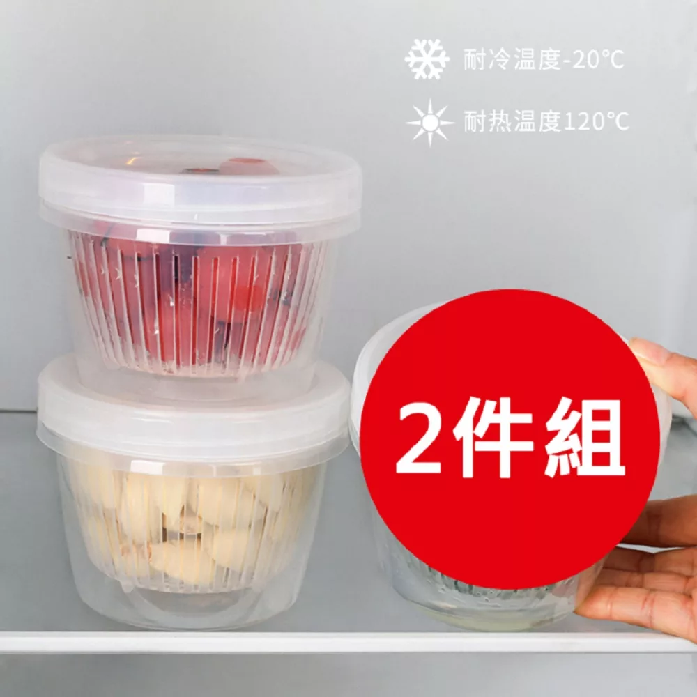 日本製【Nakaya】K340 蔥蒜薑瀝網保鮮盒 500mL *2組