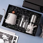 【PO:Selected】丹麥手沖咖啡三件禮盒組(咖啡壺-灰/玻璃杯240ml-灰/咖啡磨2.0)