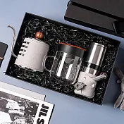 【PO:Selected】丹麥手沖咖啡三件禮盒組(咖啡壺-灰/玻璃杯240ml-紅/咖啡磨2.0)