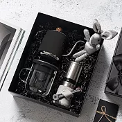 【PO:Selected】丹麥手沖咖啡三件禮盒組(咖啡壺-黑/玻璃杯350ml-黑/咖啡磨2.0)