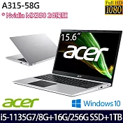 【記憶體升級】ACER宏碁 A315-58G-52YG 15.6吋/i5-1135G7/8G+16G/256G PCIe SSD+1TB/MX350 2G 效能筆電