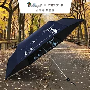 【雙龍牌】刺蝟超細黑膠蛋捲傘三折傘降溫抗UV鉛筆傘(防曬晴雨傘兒童傘陽傘B1462B) 海軍藍