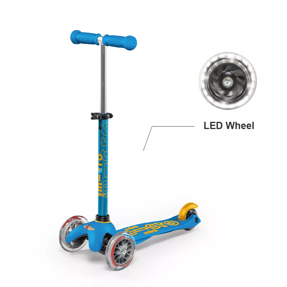【Micro 滑板車】Mini Deluxe LED發光輪 - 海洋藍
