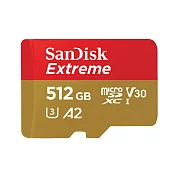 【SanDisk 】Extreme microSD UHS-I V30 A2 512GB 記憶卡 公司貨(每秒讀160MB 寫90MB)