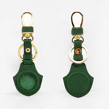 【OMC】AirTag 牛皮皮革半開孔保護套/鑰匙圈(共8色)- 綠色