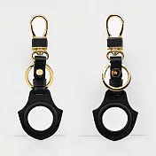 【OMC】AirTag 牛皮皮革全開孔保護套/鑰匙圈(共8色)- 黑色
