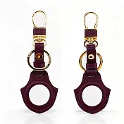 【OMC】AirTag 牛皮皮革全開孔保護套/鑰匙圈(共8色)- 酒紅