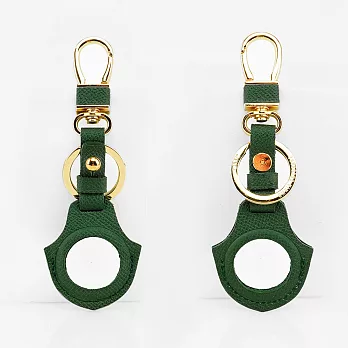 【OMC】AirTag 牛皮皮革全開孔保護套/鑰匙圈(共8色)- 綠色