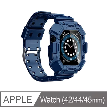 【Timo】Apple Watch 42/44mm 一體式耐衝擊全包覆替換錶帶 藍色