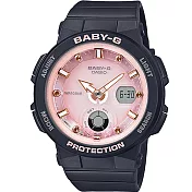 【CASIO】BABY-G 海灘旅人系列海洋印象休閒雙顯錶-黑X粉(BGA-250-1A3)