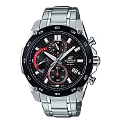 【CASIO】EDIFICE 碳纖維錶盤設計三針三眼時尚腕錶-銀X黑紅(EFR-557CDB-1A)