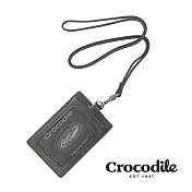 【Crocodile】鱷魚皮件 真皮皮件 維也納 Wien系列 直式識別證 ID 名片 卡片夾-0103-10406-原廠公司貨  黑色