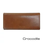 【Crocodile】鱷魚皮件 Naturale系列 義大利植鞣 12卡 拉鍊長夾-0116-13001-原廠公司貨 咖啡色