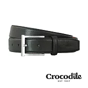 【Crocodile】鱷魚皮件 義大利植物鞣皮 真皮打洞寬版皮帶 0102-30051 黑色 40腰