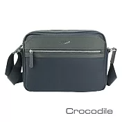 【Crocodile】鱷魚皮件 Wind 2.0系列 布配皮 防潑水 橫式斜背包 (S) 男包 側背包-0104-08003-原廠公司貨 藍色