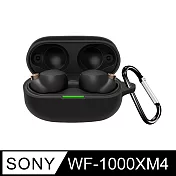 SONY WF-1000XM4 專用 純色矽膠耳機保護套(附吊環) 黑色